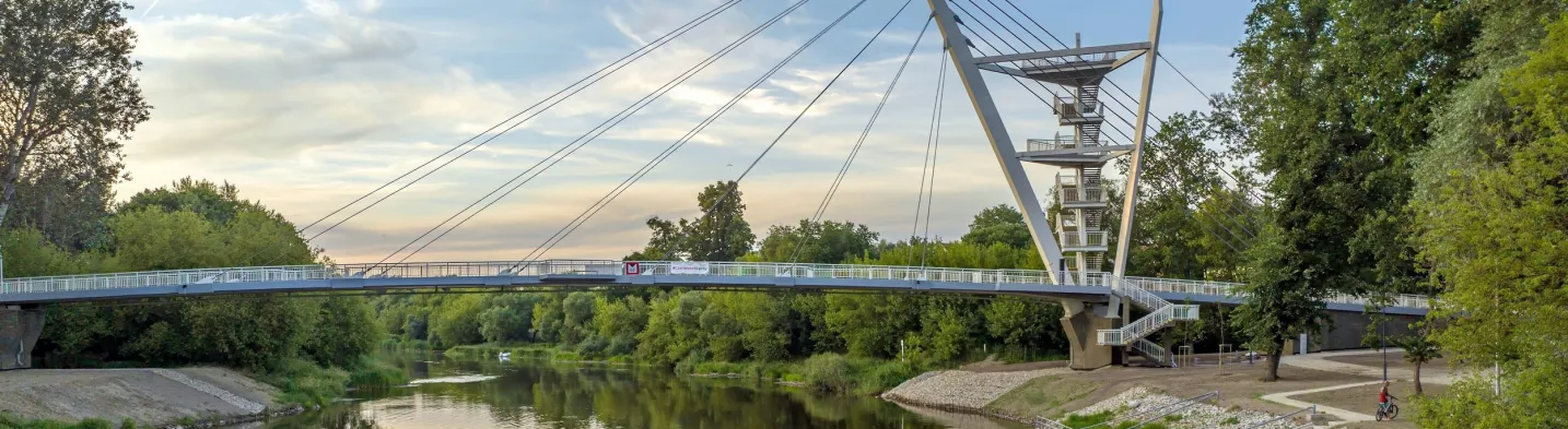 Footbridge with an observation tower in Owińska